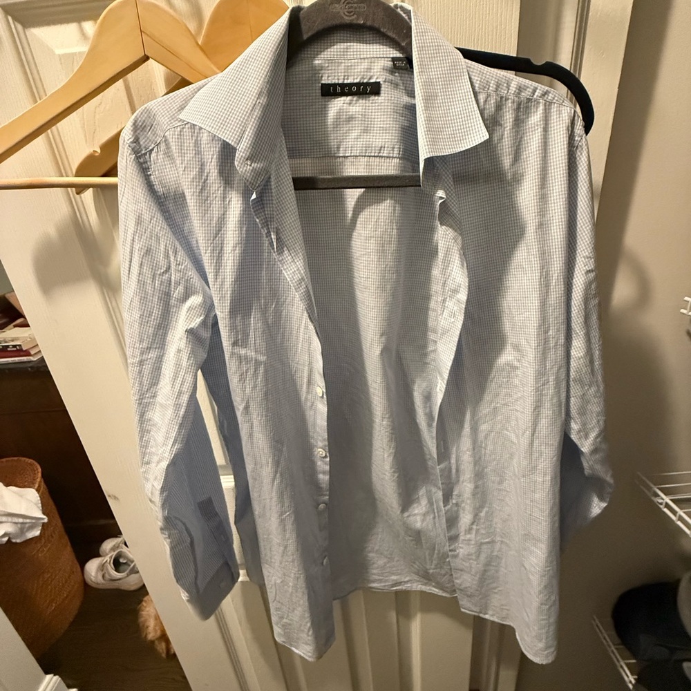 Theory Light Blue Checkered Shirt